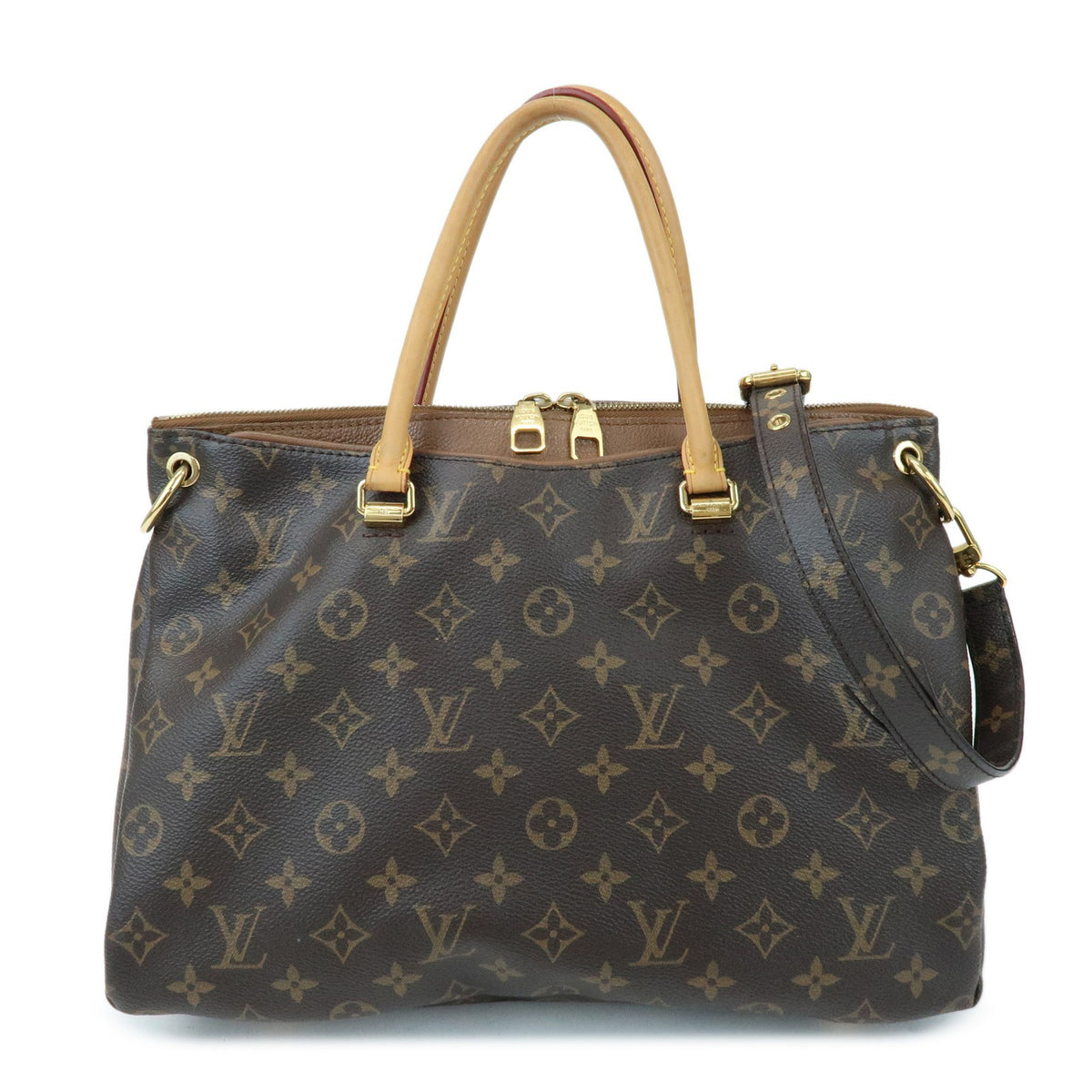 Louis Vuitton Pallas Monogram Canvas With Leather Brown Canvas Tote Bag Bag (Pre-Owned)