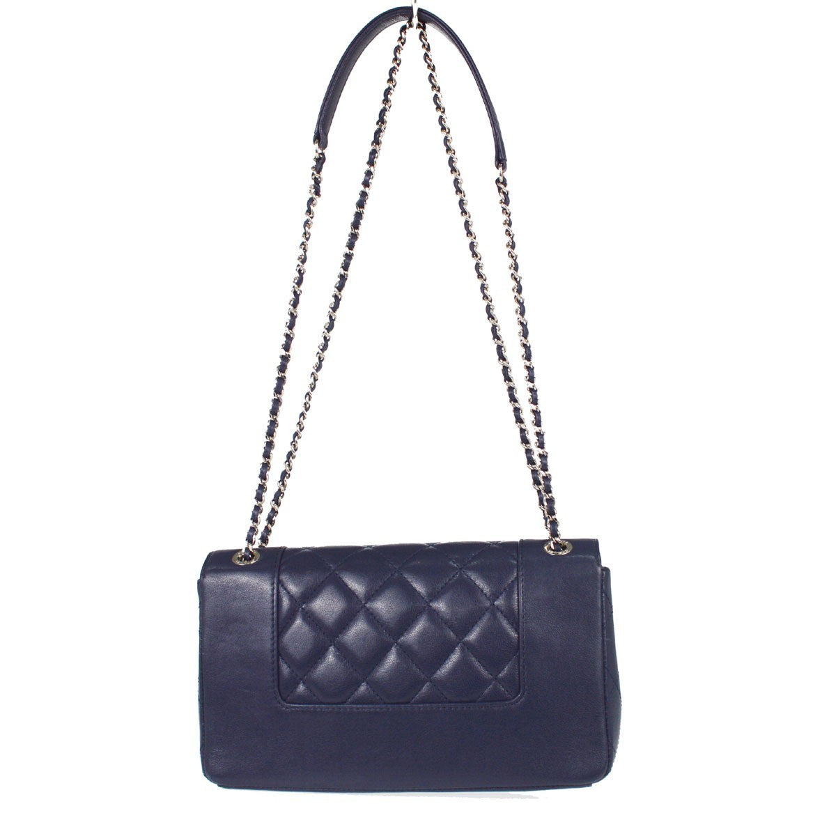 Chanel Mademoiselle Vintage Flap Quilted Sheepskin Navy Leather Shoulder Bag Bag (Pre-Owned)