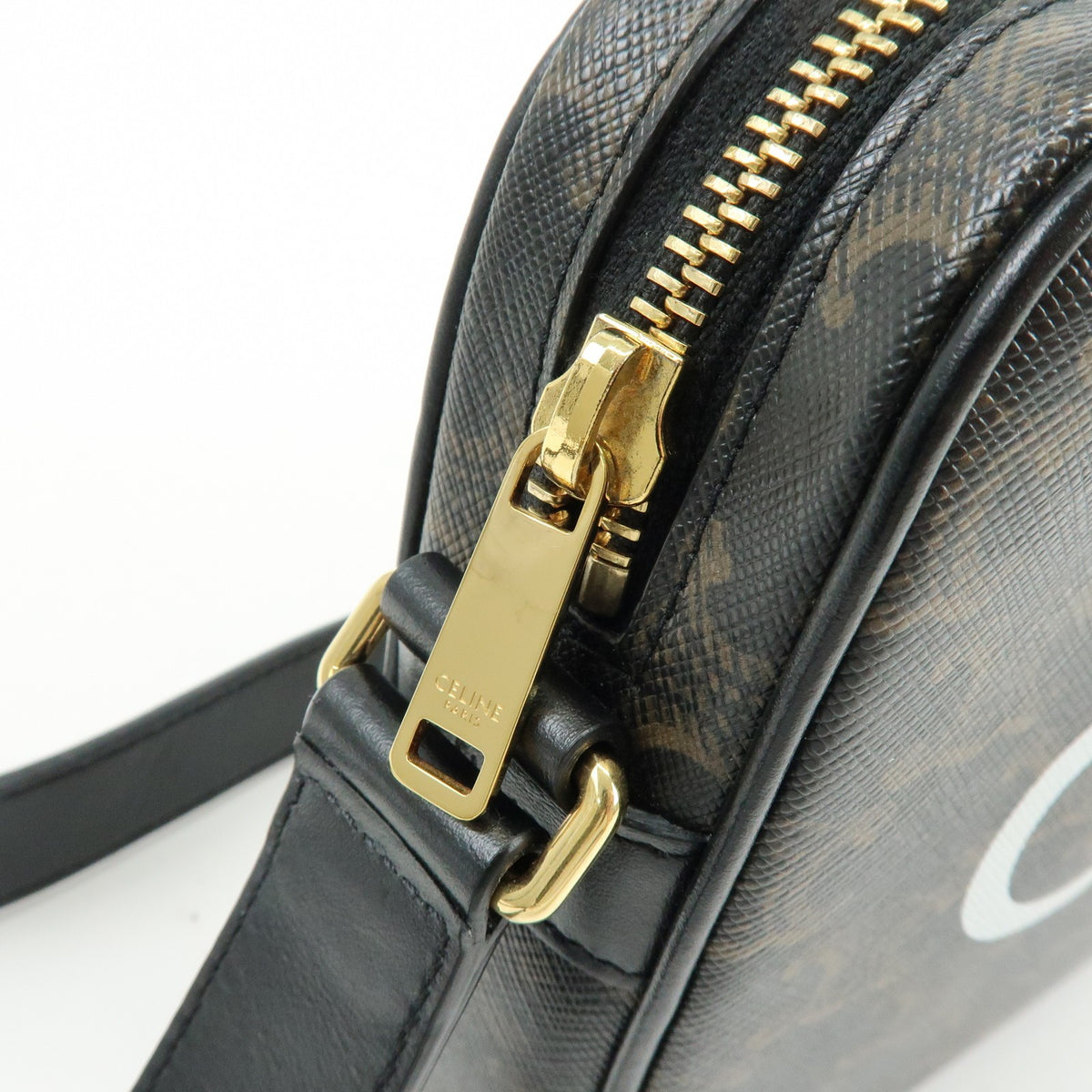 Celine Logo Messenger Triomphe Coated Canvas Brown Canvas Handbag (Pre-Owned)