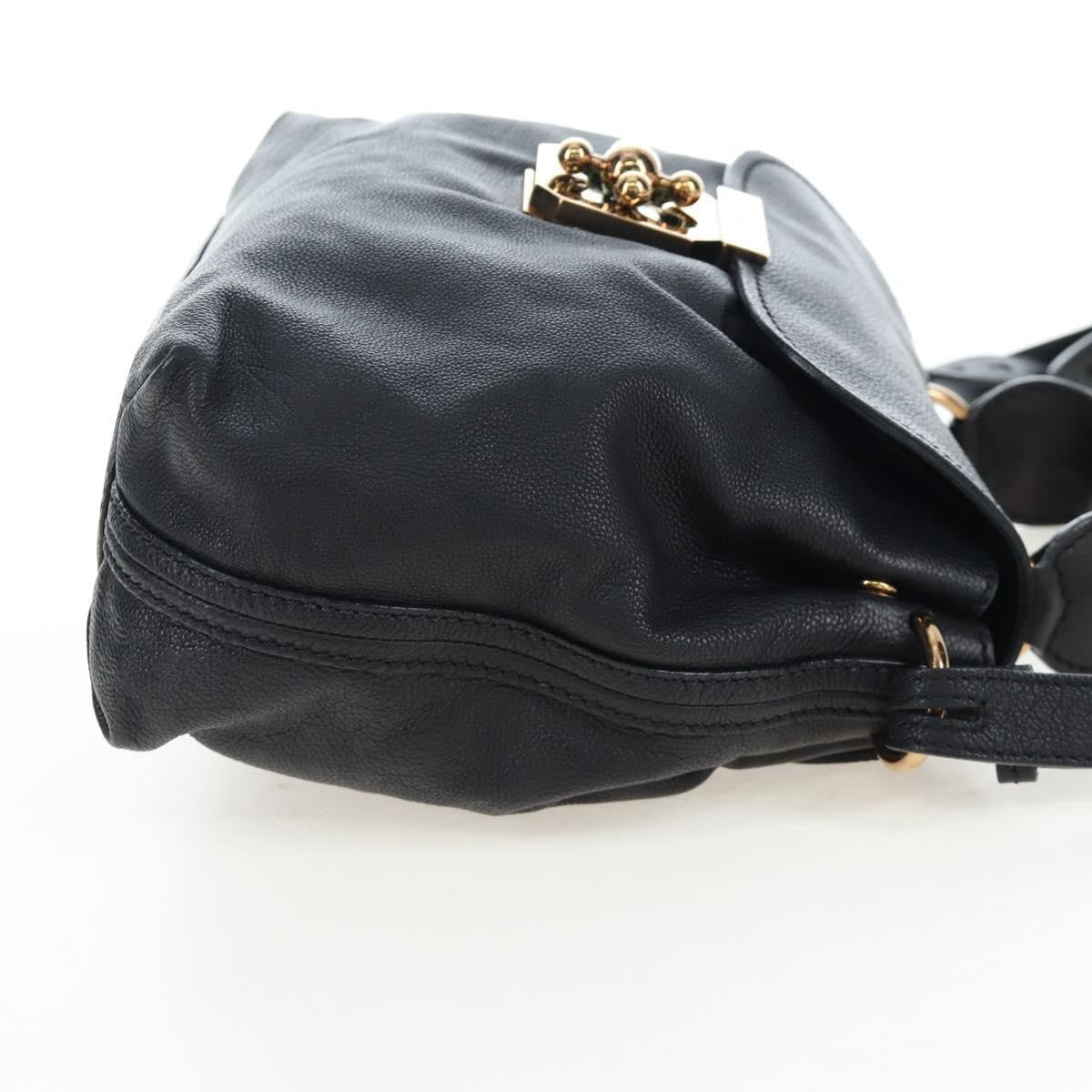 Chloe Elsie Convertible Satchel Leather Black Leather Handbag (Pre-Owned)