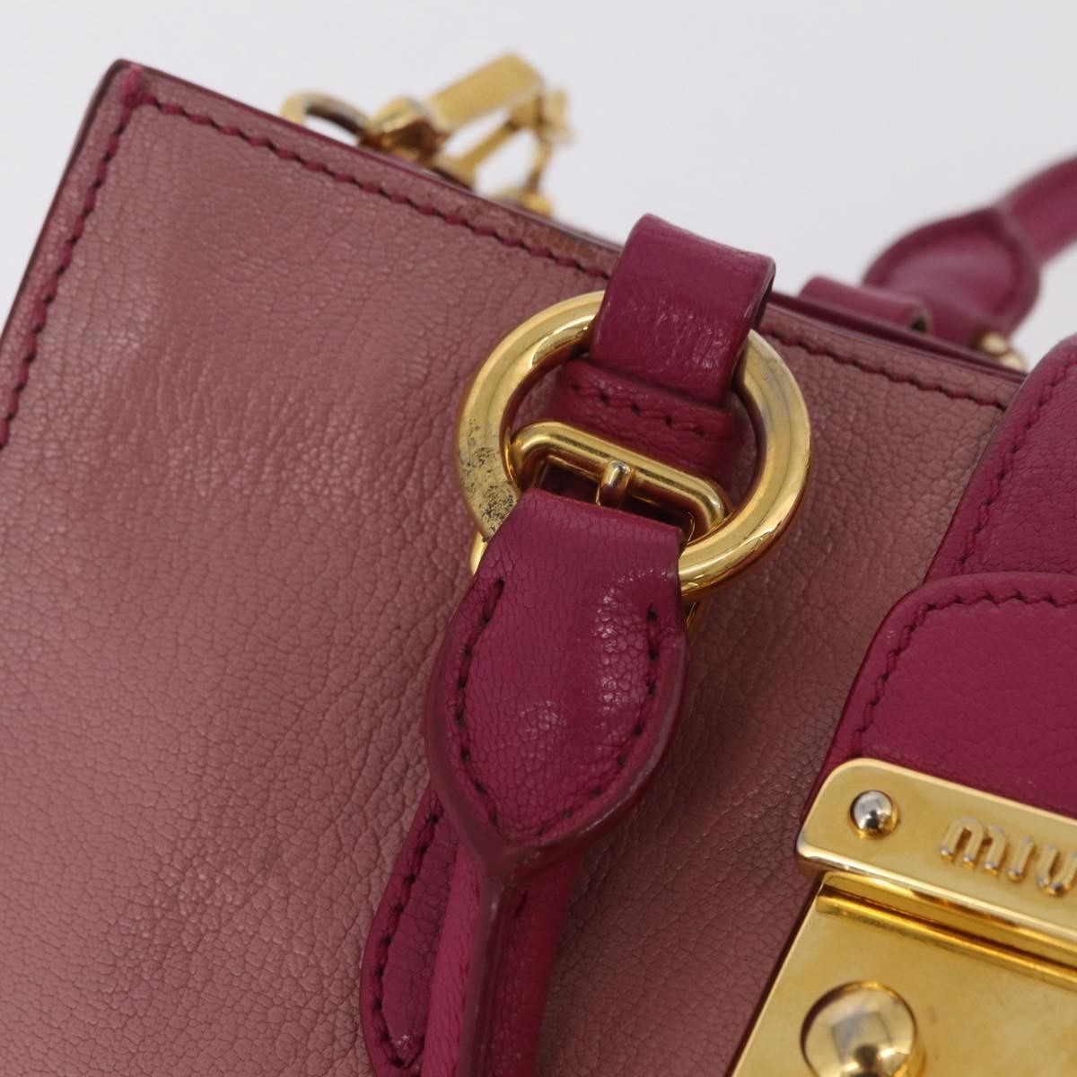 Miu Miu Madras Convertible Lock Leather Pink Leather Tote Bag Bag (Pre-Owned)