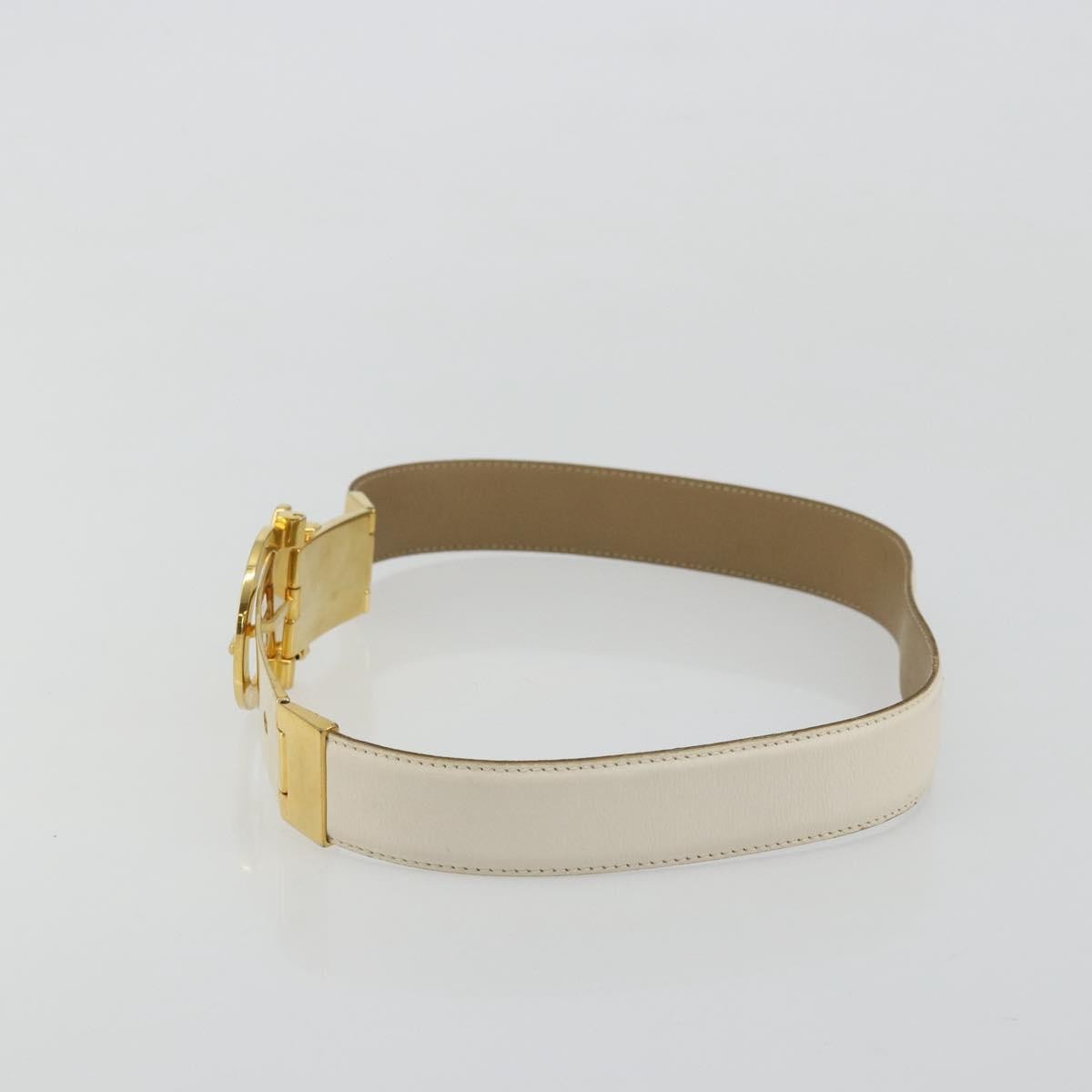 Salvatore Ferragamo Gancini Buckle Reversible Belt Leather White Leather Belts Accessory (Pre-Owned)