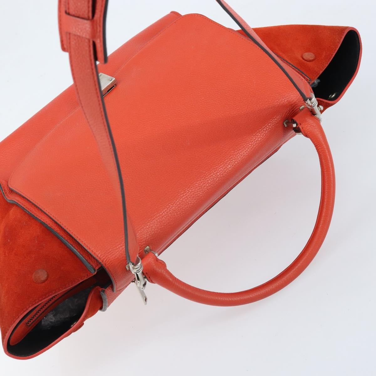 Celine Trapeze Leather With Suede Orange Leather Handbag (Pre-Owned)