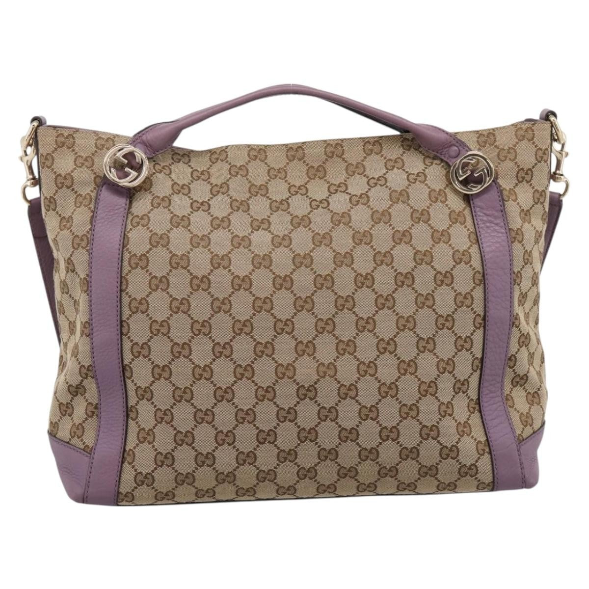 Gucci Shoulder Canvas Beige Canvas Shoulder Bag Bag (Pre-Owned)