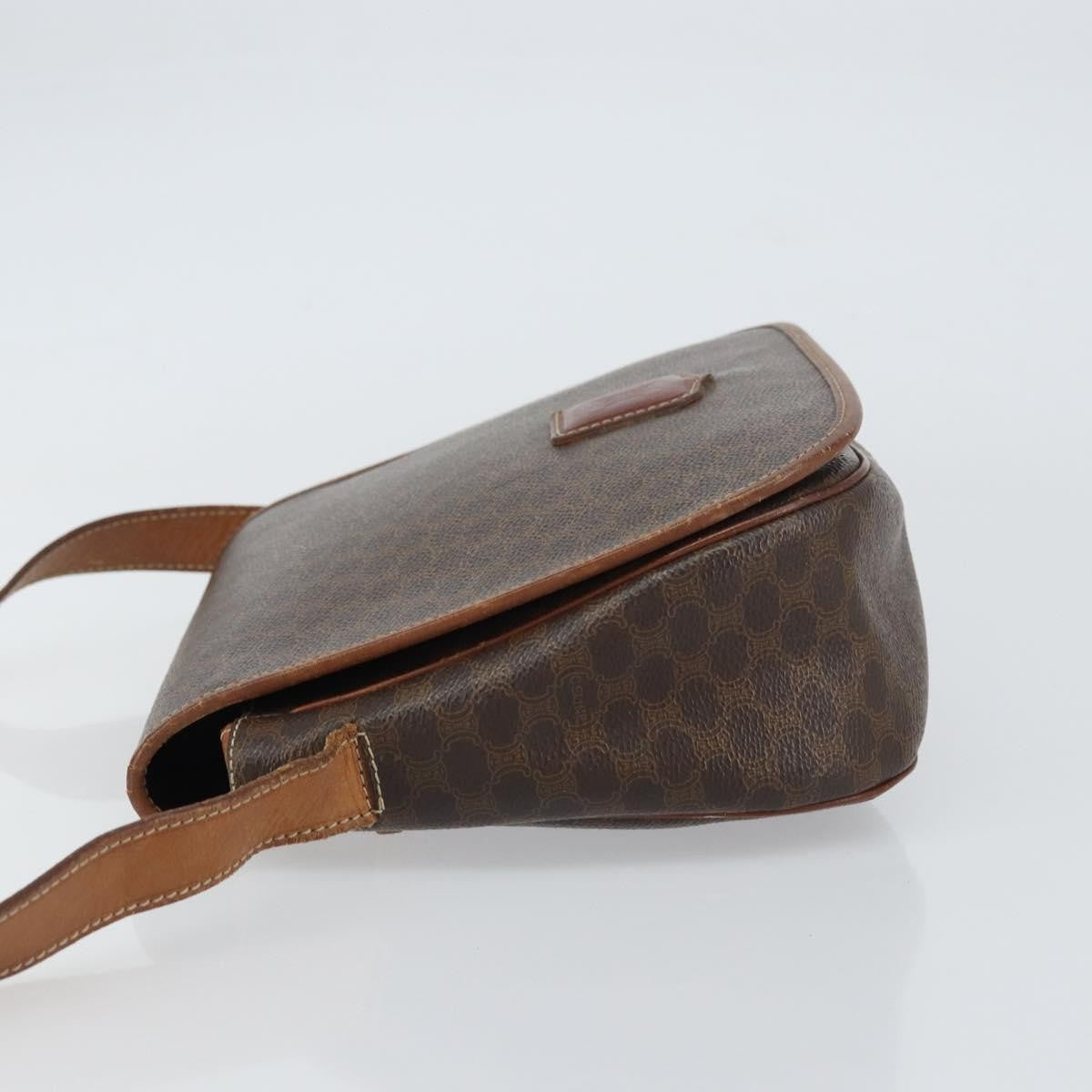 Celine Vintage Macadam Canvas And Leather Brown Canvas Shoulder Bag Bag (Pre-Owned)