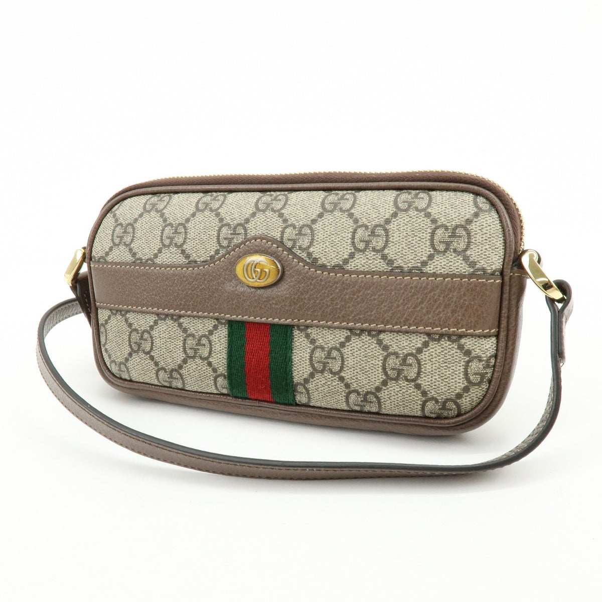 Gucci Ophidia Gg Coated Canvas Brown Leather Crossbody Bag Bag (Pre-Owned)
