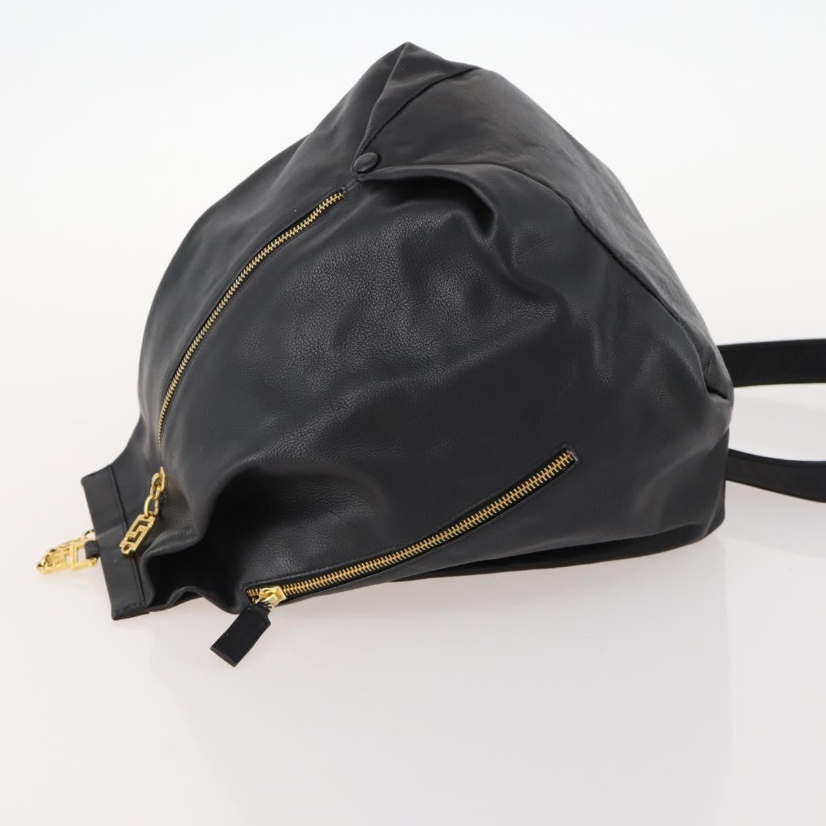 Versace Vintage Leather Black Leather Shoulder Bag Bag (Pre-Owned)