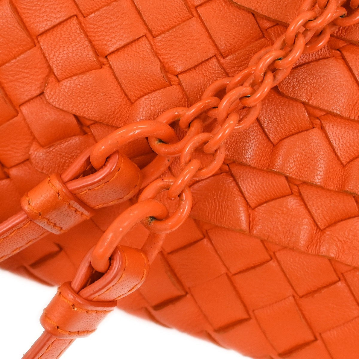 Bottega Veneta Intrecciato Shoulder Leather Orange Leather Shoulder Bag Bag (Pre-Owned)