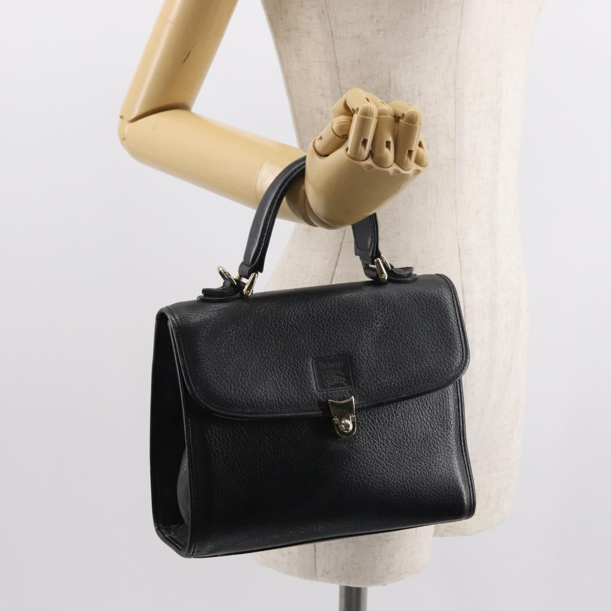 Burberry Vintage Leather Black Leather Handbag (Pre-Owned)