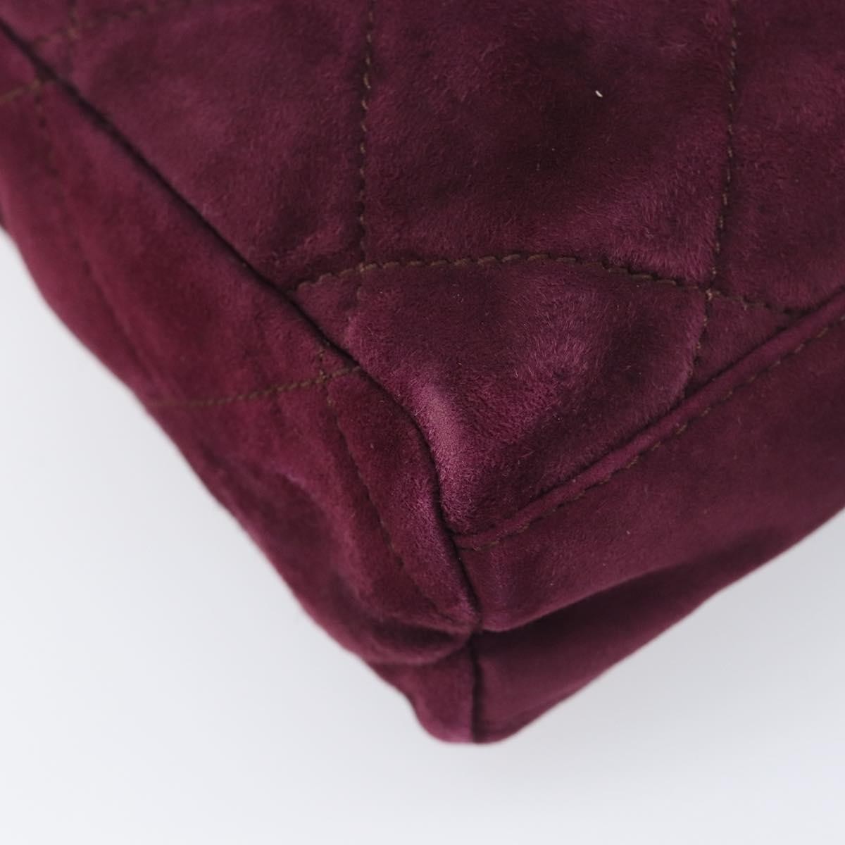 Prada Vintage Chain Flap Suede Burgundy Suede Shoulder Bag Bag (Pre-Owned)