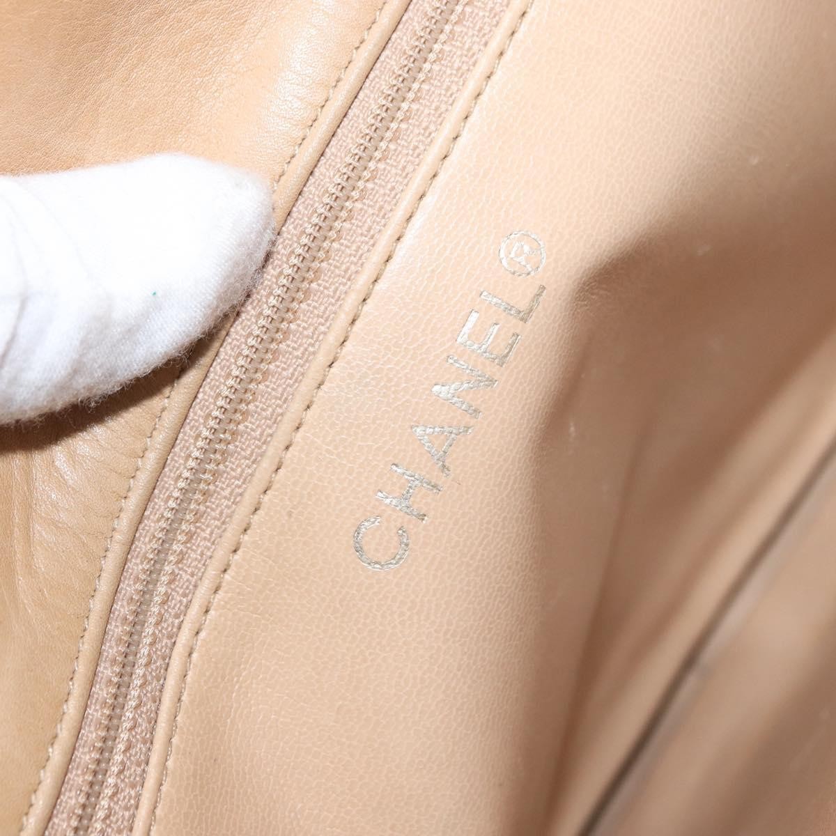 Chanel Vintage Shopping Tote Lambskin Beige Leather Tote Bag Bag (Pre-Owned)