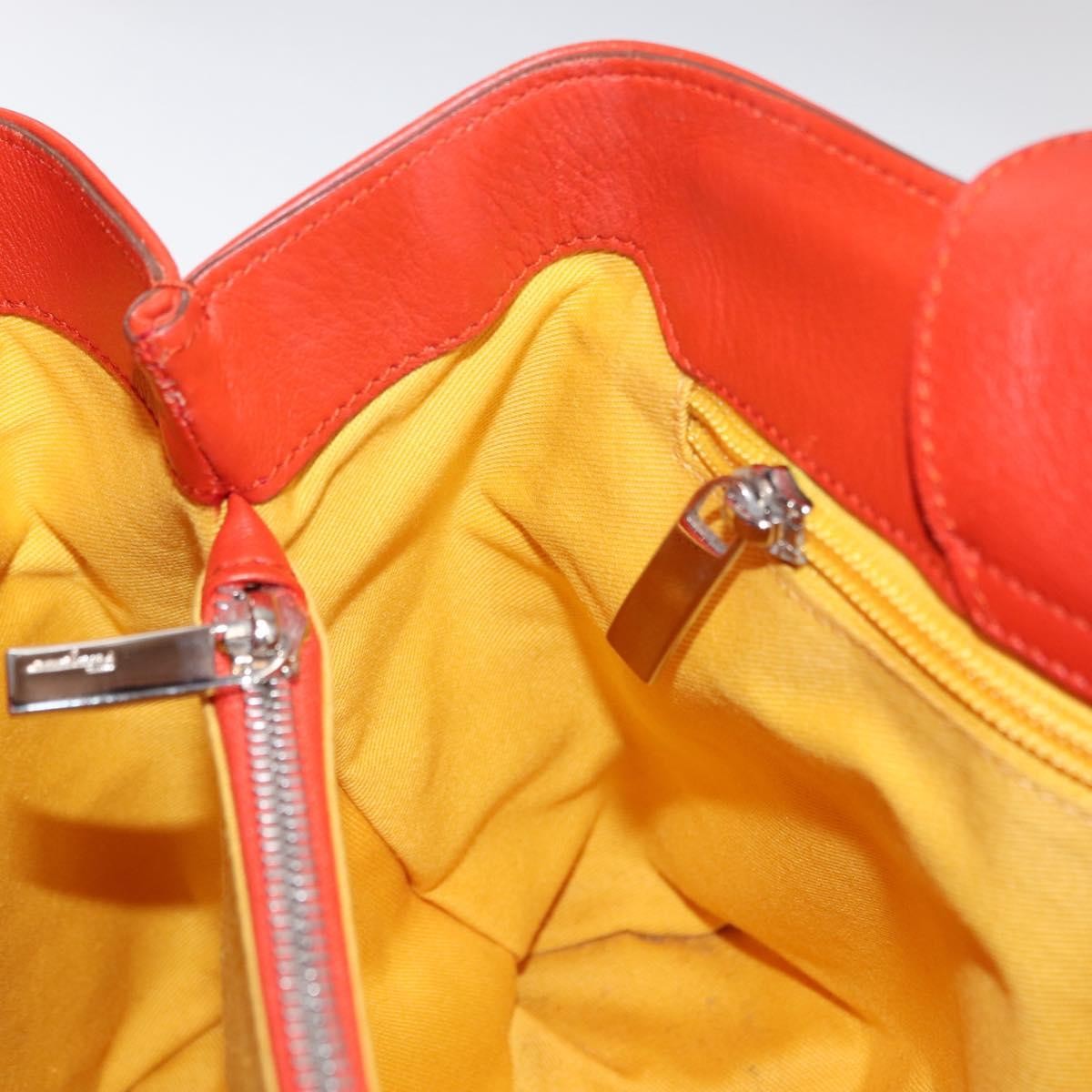 Salvatore Ferragamo Gancini Leather Orange Leather Handbag (Pre-Owned)