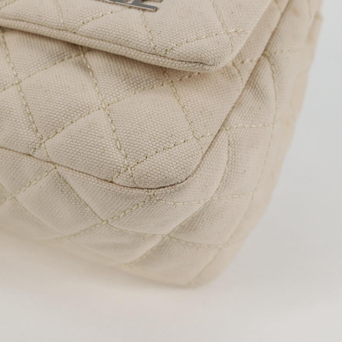 Chanel Cruise Flap Quilted Canvas White Canvas Handbag (Pre-Owned)