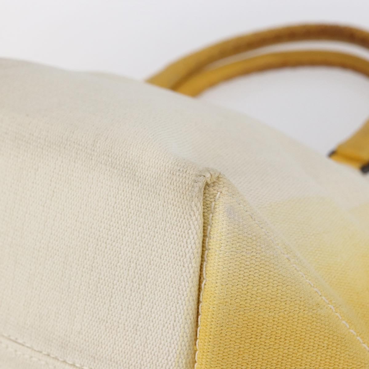 Bottega Veneta Braided Handle Open Canvas With Leather Yellow Canvas Bag (Pre-Owned)