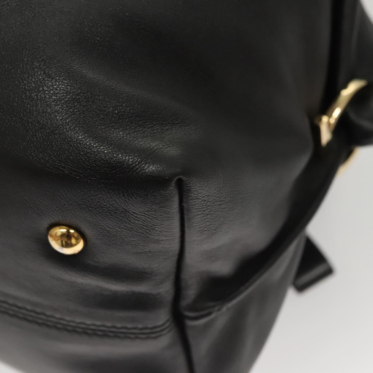 Salvatore Ferragamo Gancini Leather Black Leather Handbag (Pre-Owned)