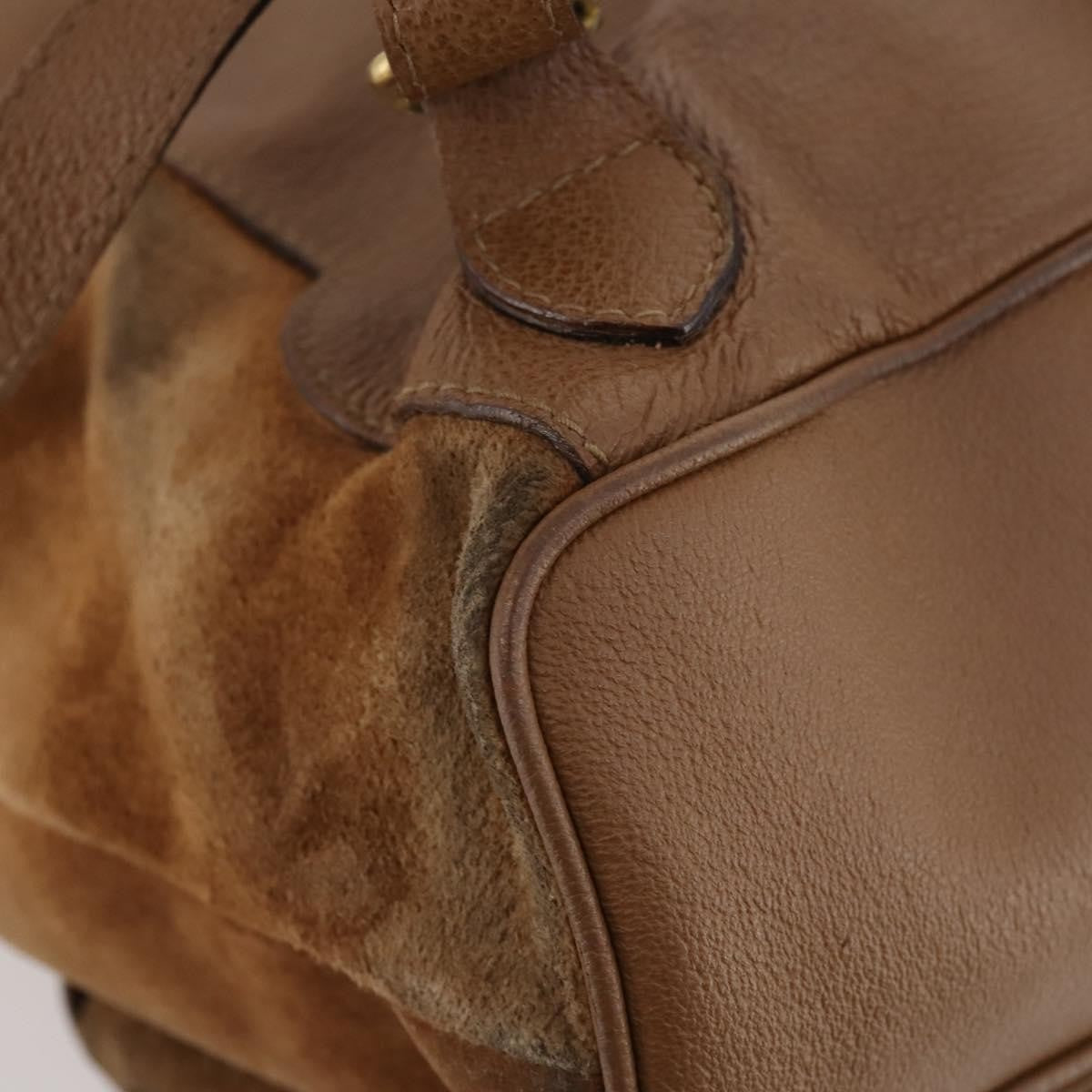 Gucci Vintage Bamboo Suede And Leather Brown Suede Backpack Bag (Pre-Owned)