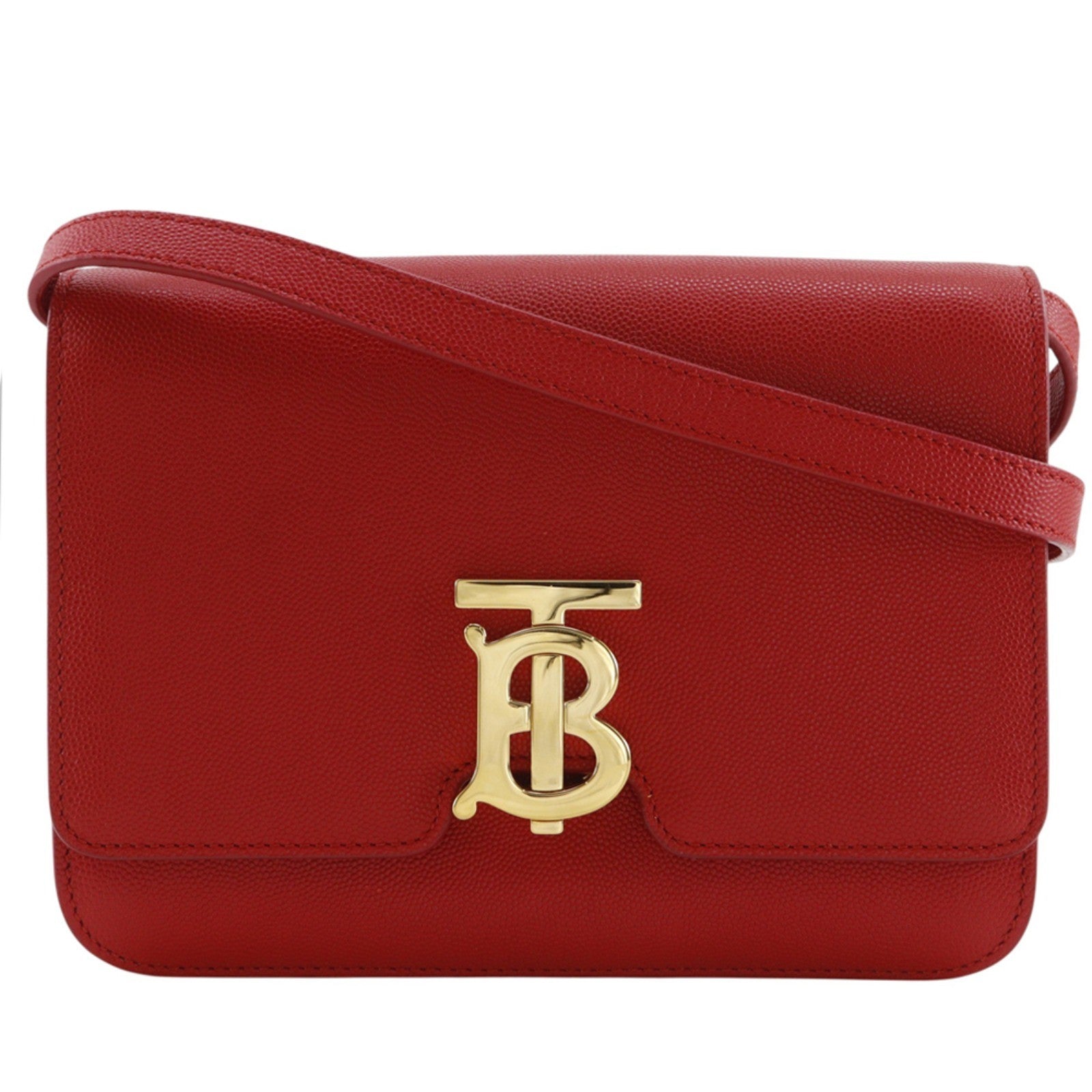 Burberry Tb Flap Leather Red Leather Clutche & Pouche Bag (Pre-Owned)