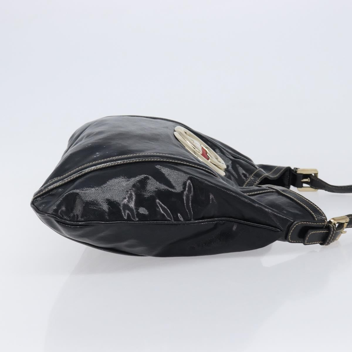 Gucci Britt Web Hobo Dialux Coated Canvas Black Canvas Shoulder Bag Bag (Pre-Owned)