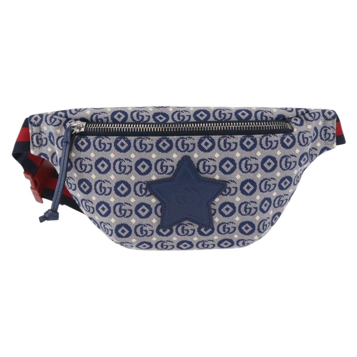 Gucci Children's Belt Printed Gg Coated Canvas Navy Canvas Handbag (Pre-Owned)