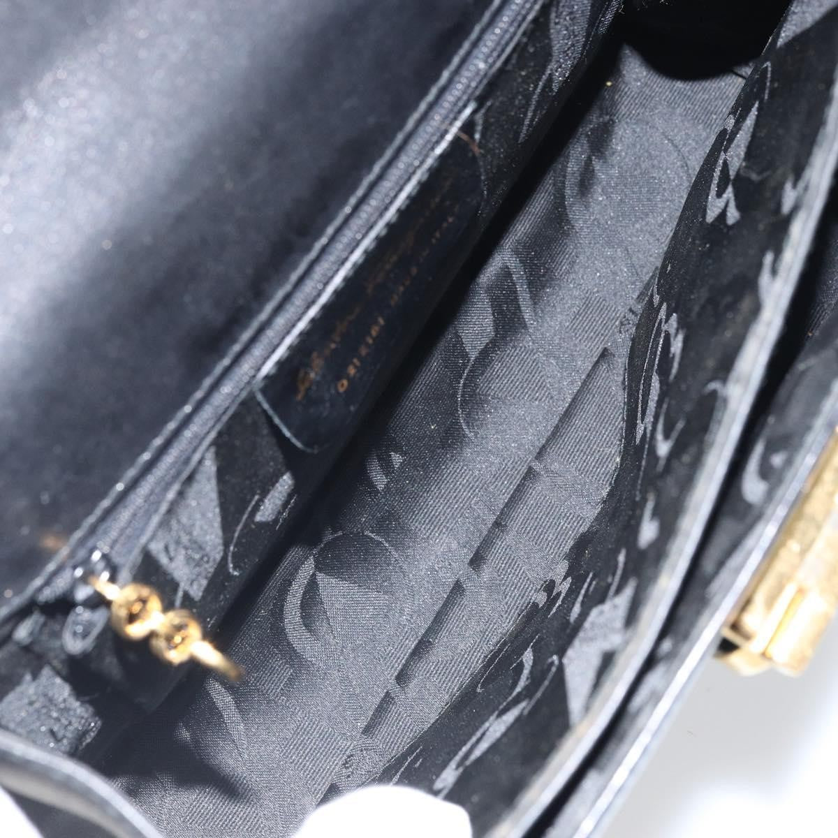 Salvatore Ferragamo Gancini Convertible Top Handle Leather Black Leather Handbag (Pre-Owned)