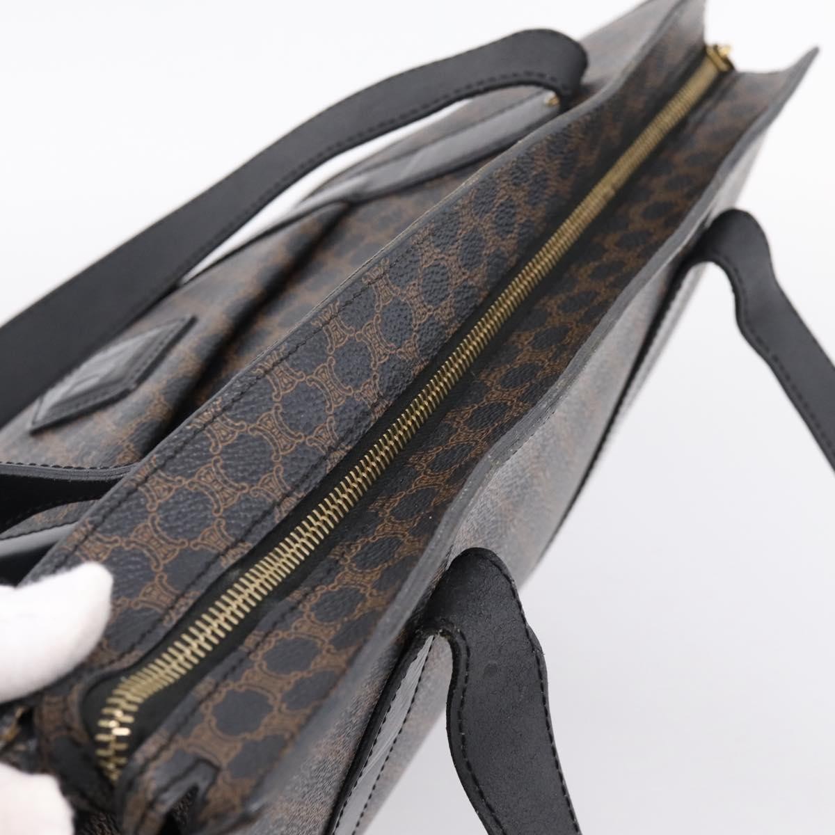 Celine Vintage Macadam Shopper Coated Canvas Black Pvc Tote Bag Bag (Pre-Owned)
