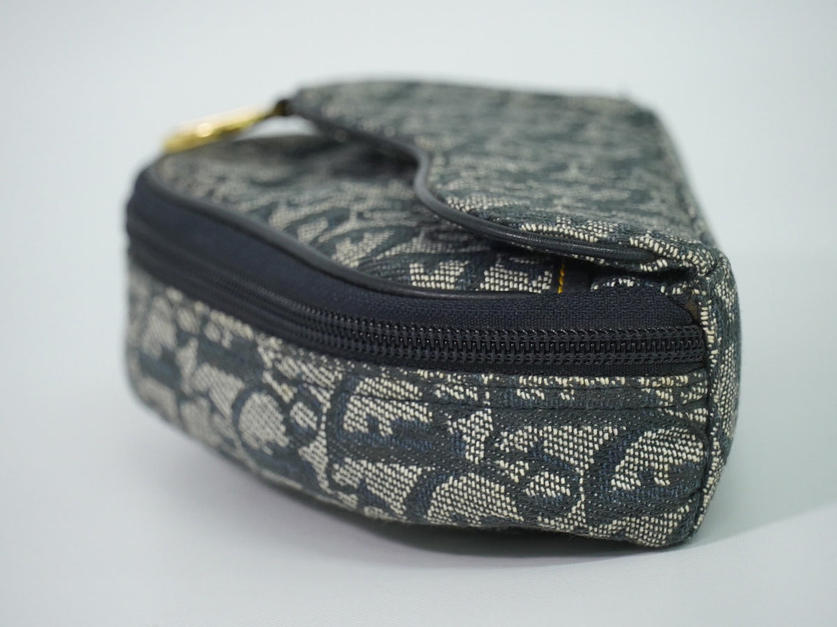 Christian Dior Saddle Zip Diorissimo Canvas Navy Canvas Clutche & Pouche Bag (Pre-Owned)