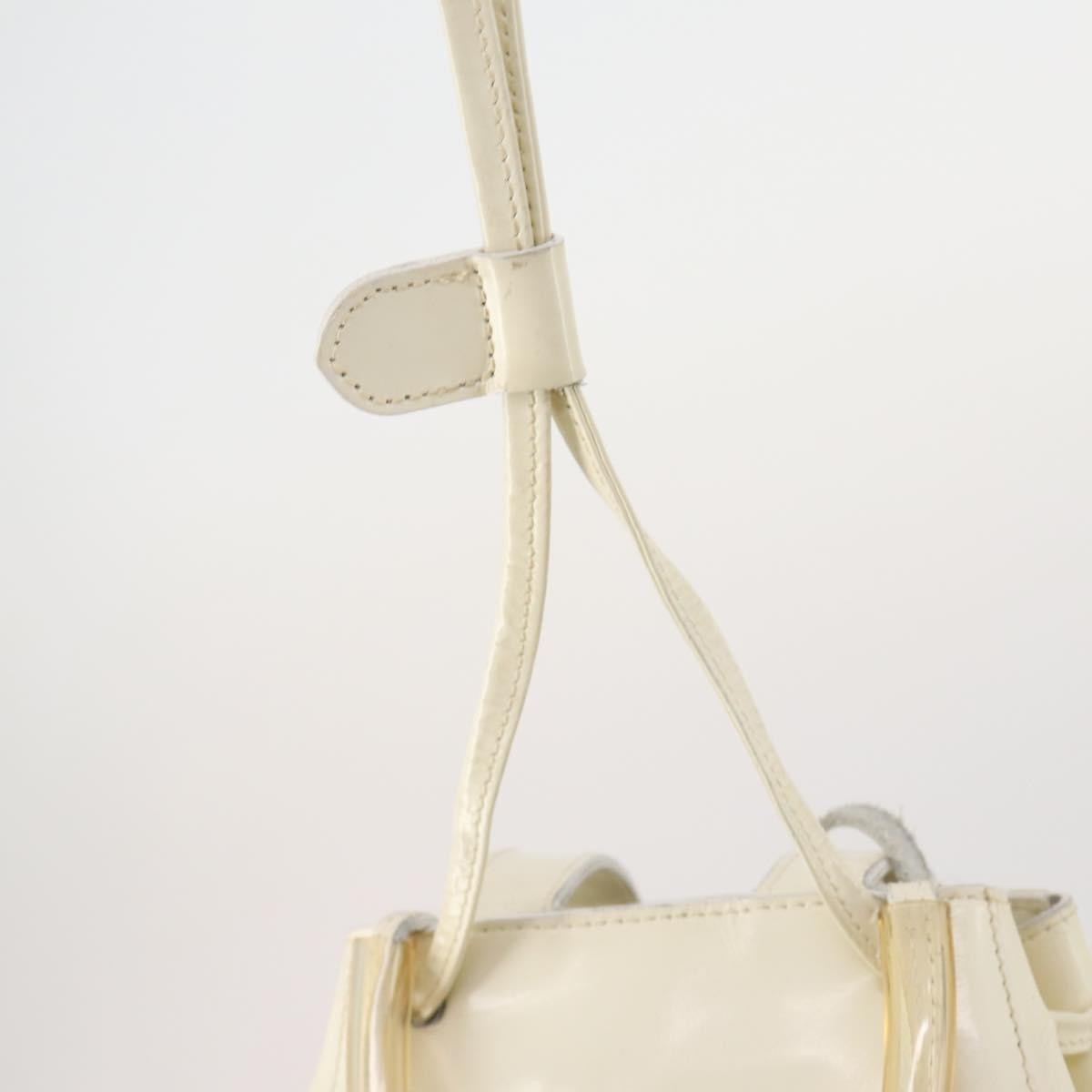 Salvatore Ferragamo Vintage Patent Leather White Patent_Leather Backpack Bag (Pre-Owned)