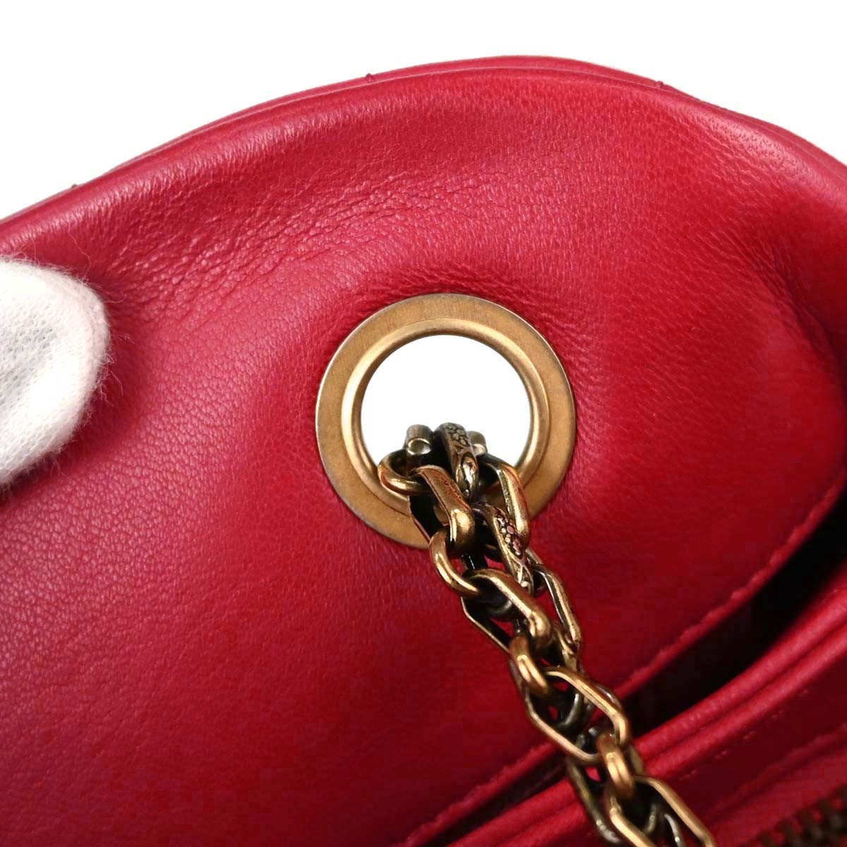 Chanel Just Mademoiselle Quilted Lambskin Red Leather Handbag (Pre-Owned)