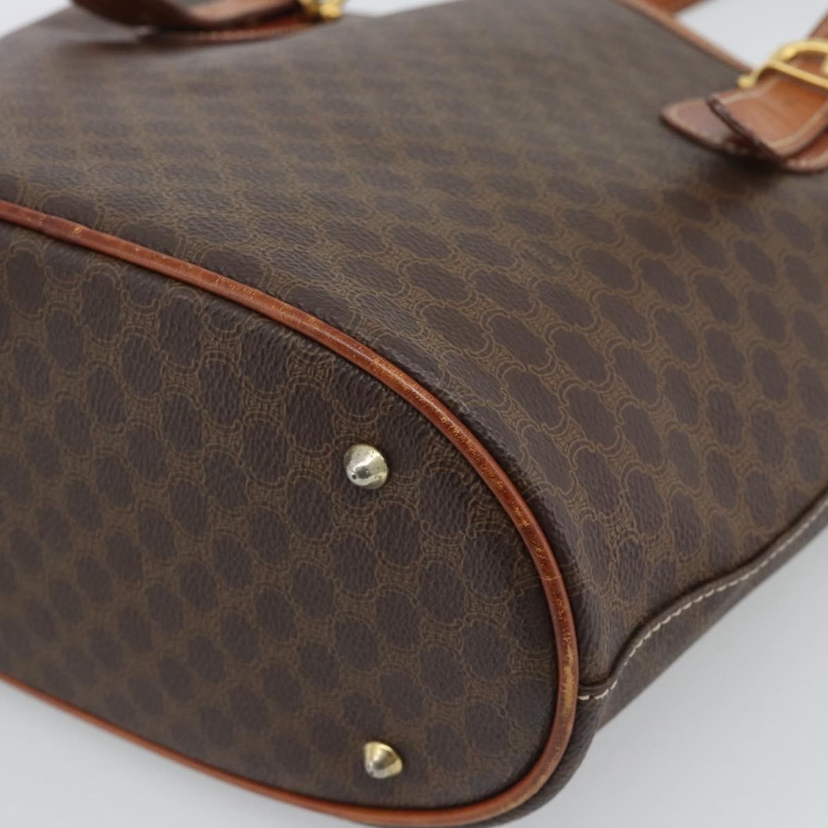 Celine Vintage Macadam Canvas And Leather Brown Canvas Tote Bag Bag (Pre-Owned)