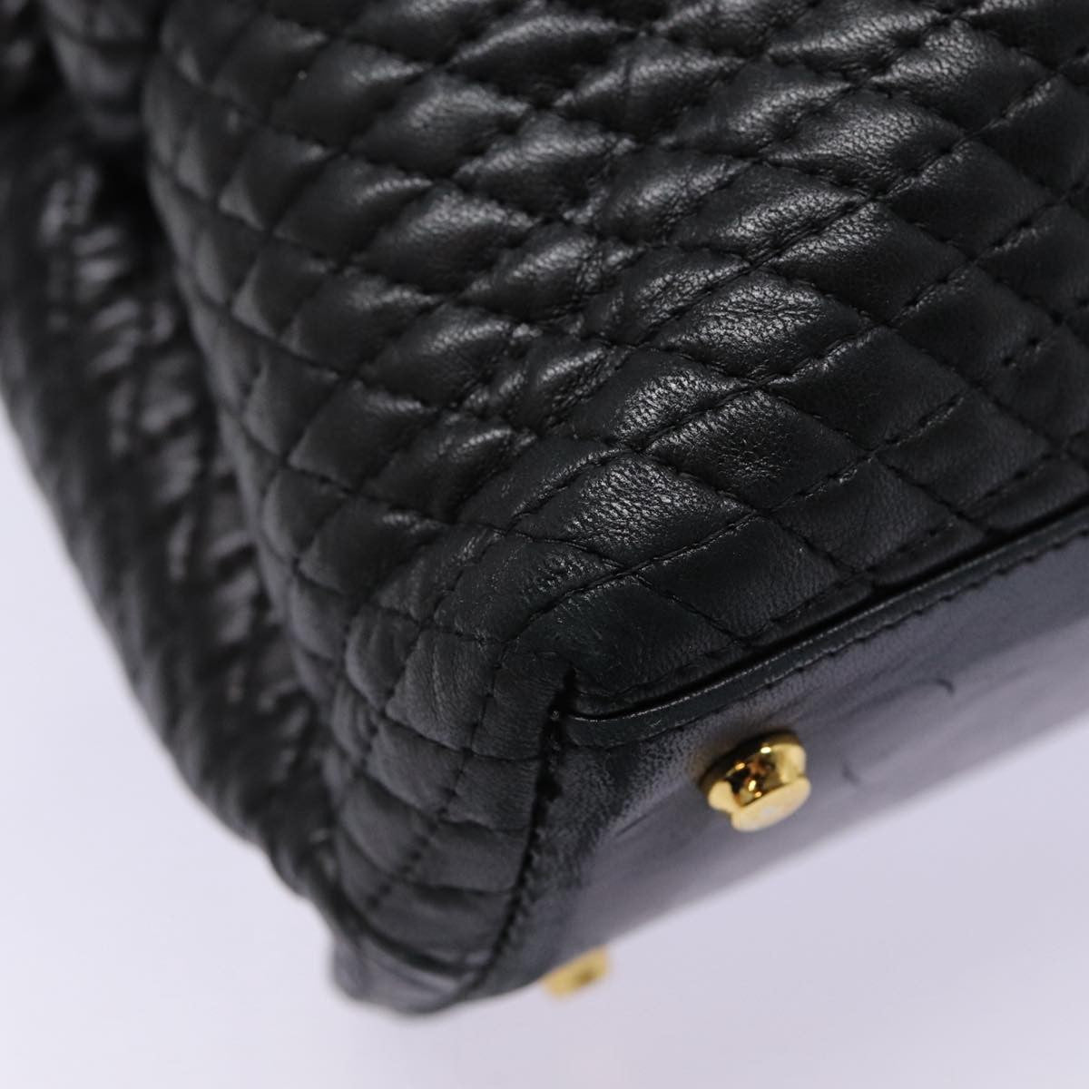 Bally Vintage Quilted Leather Black Leather Tote Bag Bag (Pre-Owned)