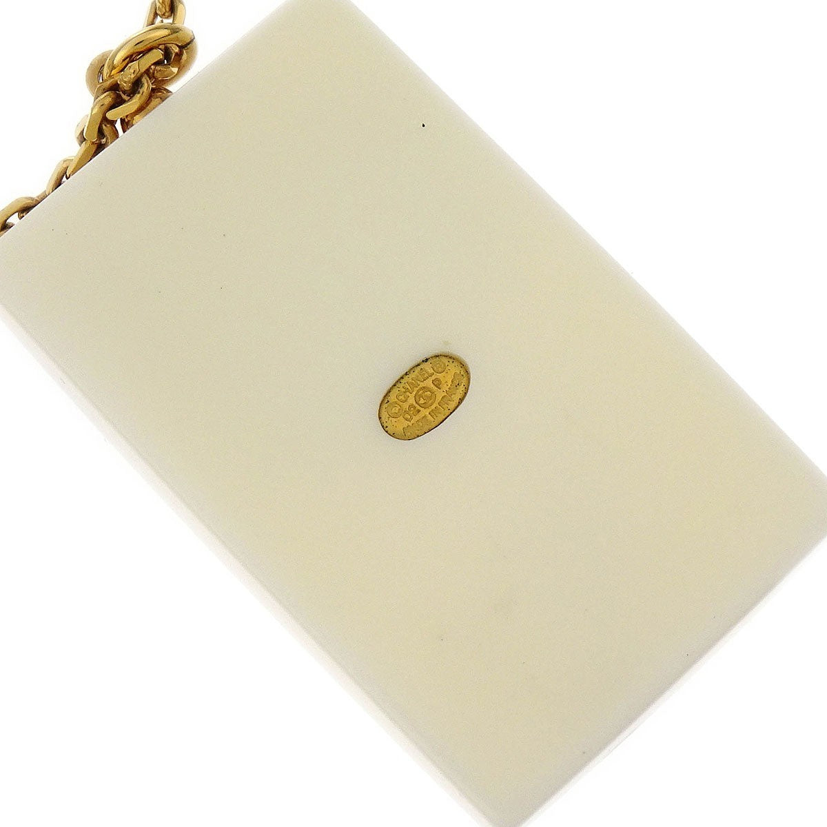 Chanel Vintage Cc Rectangular Pendant Metal And Resin Gold Gold_Plated Necklace Jewelry (Pre-Owned)