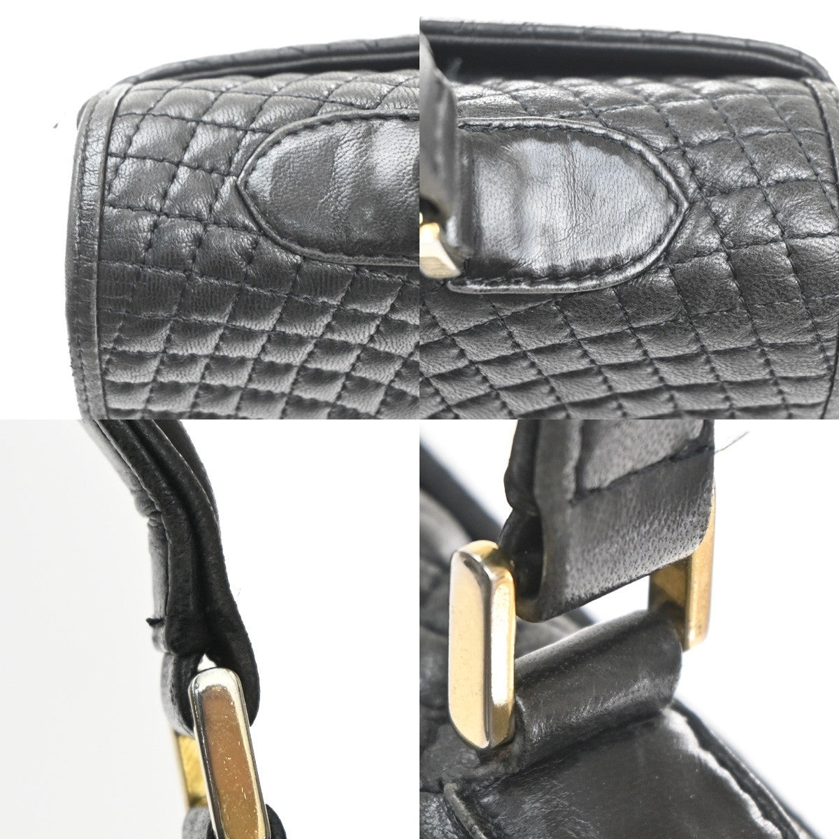 Bally Vintage Quilted Leather Black Leather Handbag (Pre-Owned)