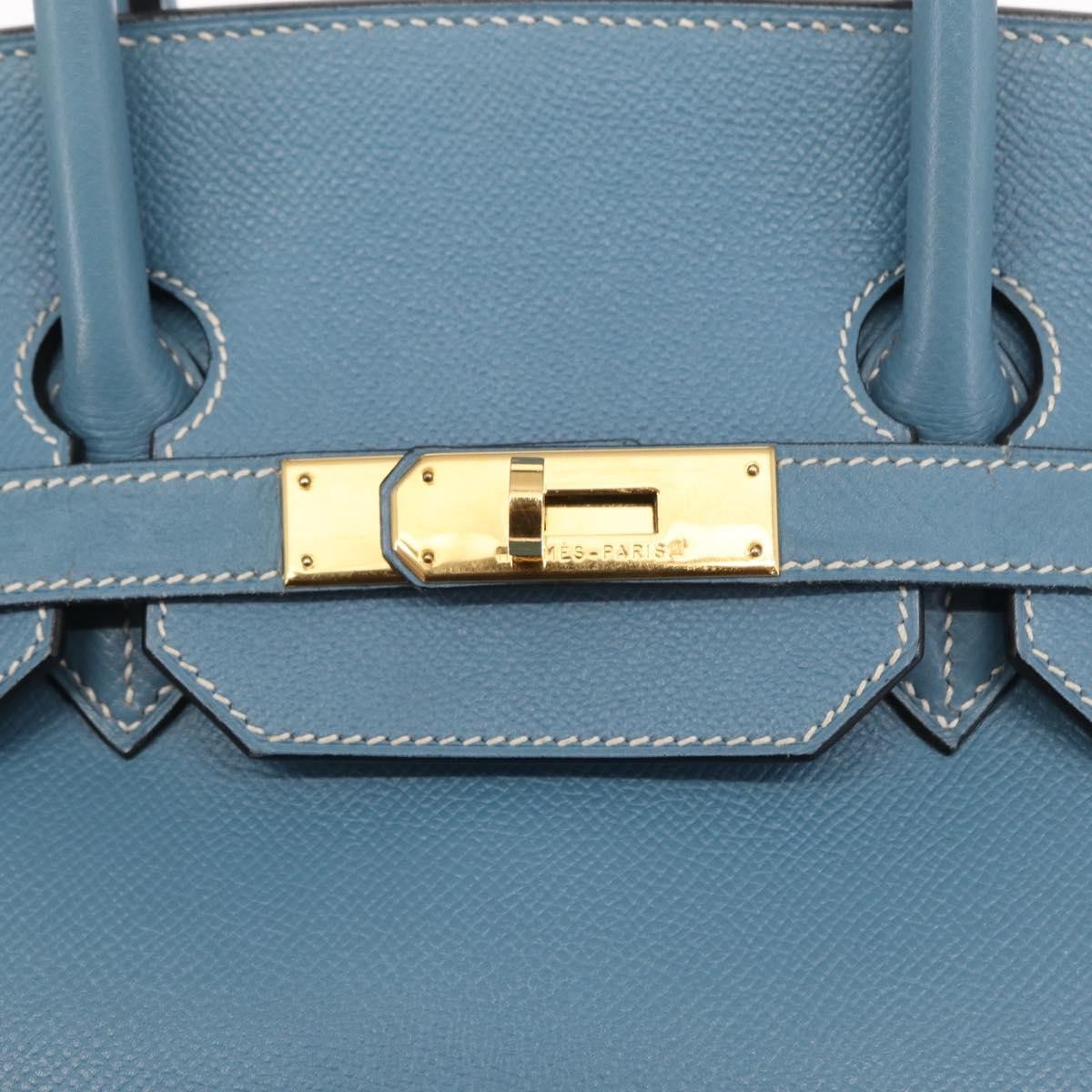 Hermes Birkin Blue Epsom With Gold Hardware Blue Leather Handbag (Pre-Owned)