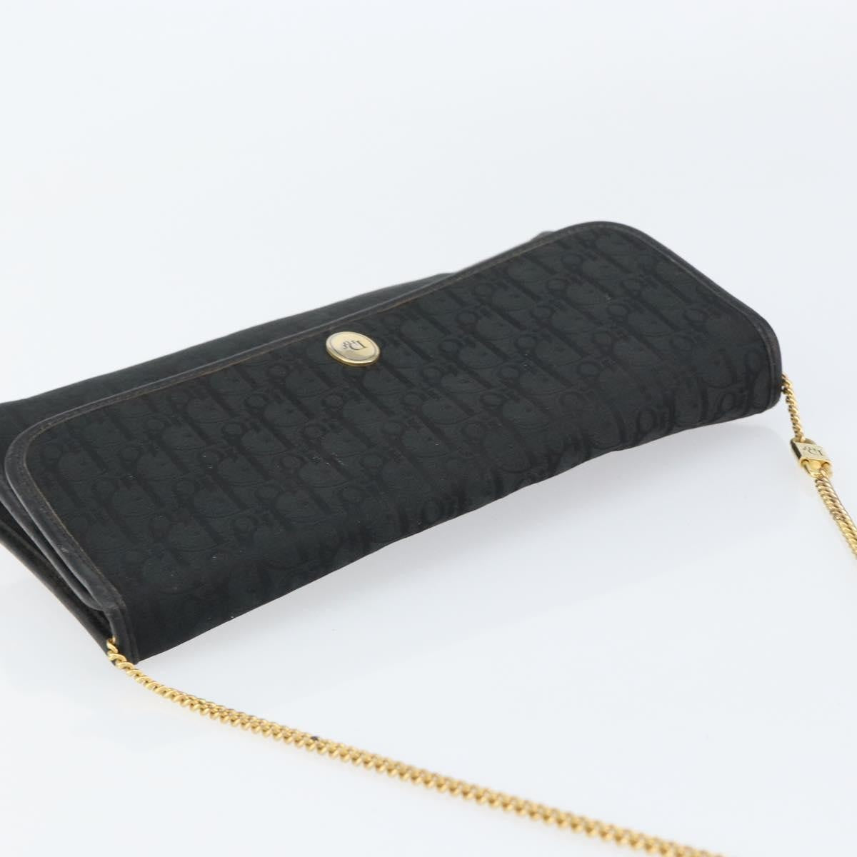 Christian Dior Vintage Chain Flap Diorissimo Canvas Black Canvas Shoulder Bag Bag (Pre-Owned)