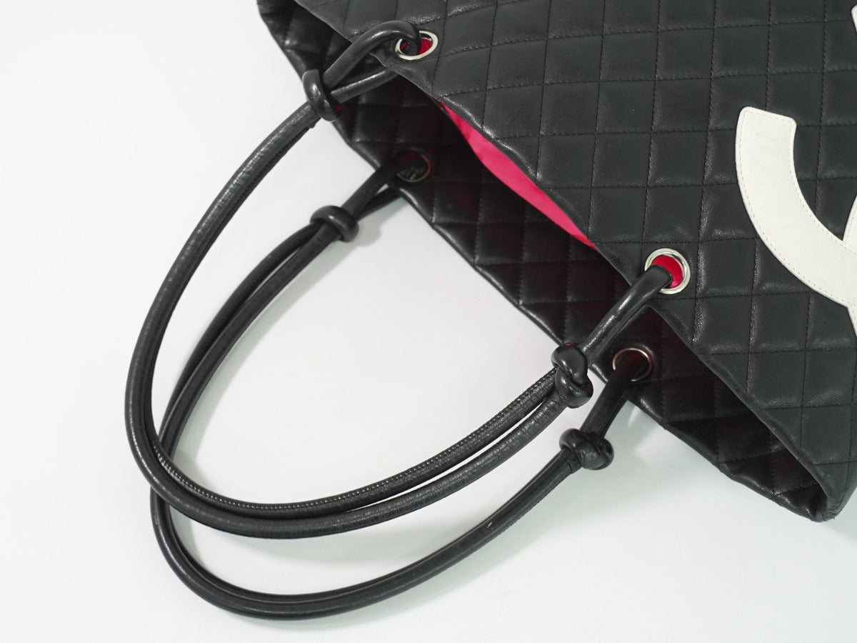 Chanel Cambon Quilted Leather Black Leather Tote Bag Bag (Pre-Owned)