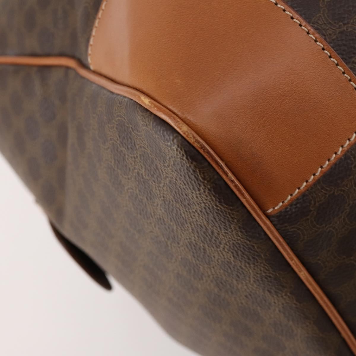 Celine Vintage Duffle Canvas And Leather Brown Canvas Travel Bag Bag (Pre-Owned)