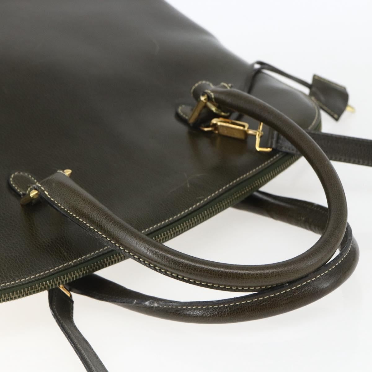 Salvatore Ferragamo Vintage Leather Khaki Leather Handbag (Pre-Owned)