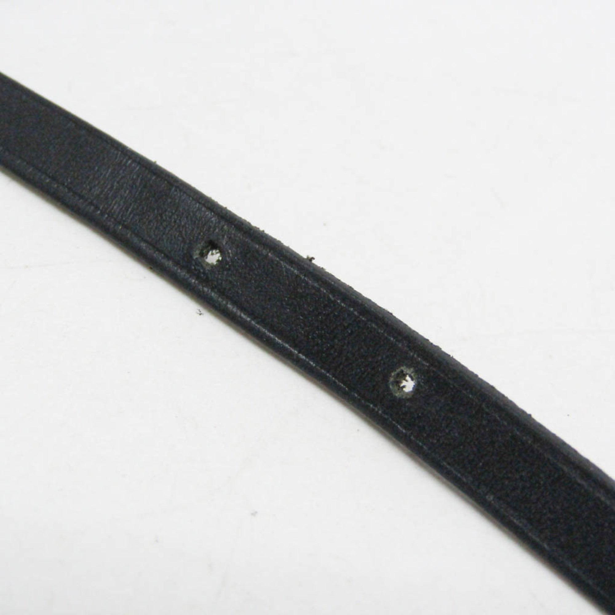 Hermes Buckle Double Tour Leather Black Leather Bracelet Jewelry (Pre-Owned)