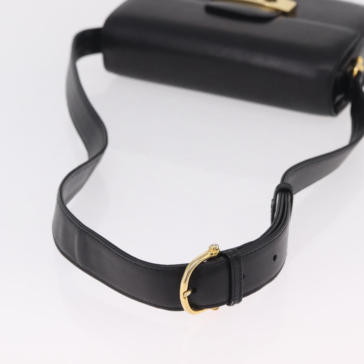 Celine Vintage Carriage Flap Leather Black Leather Handbag (Pre-Owned)