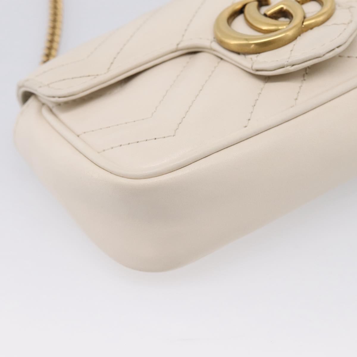 Gucci Gg Marmont Flap Chain Gg Coated Canvas And Leather Beige Leather Shoulder Bag Bag (Pre-Owned)