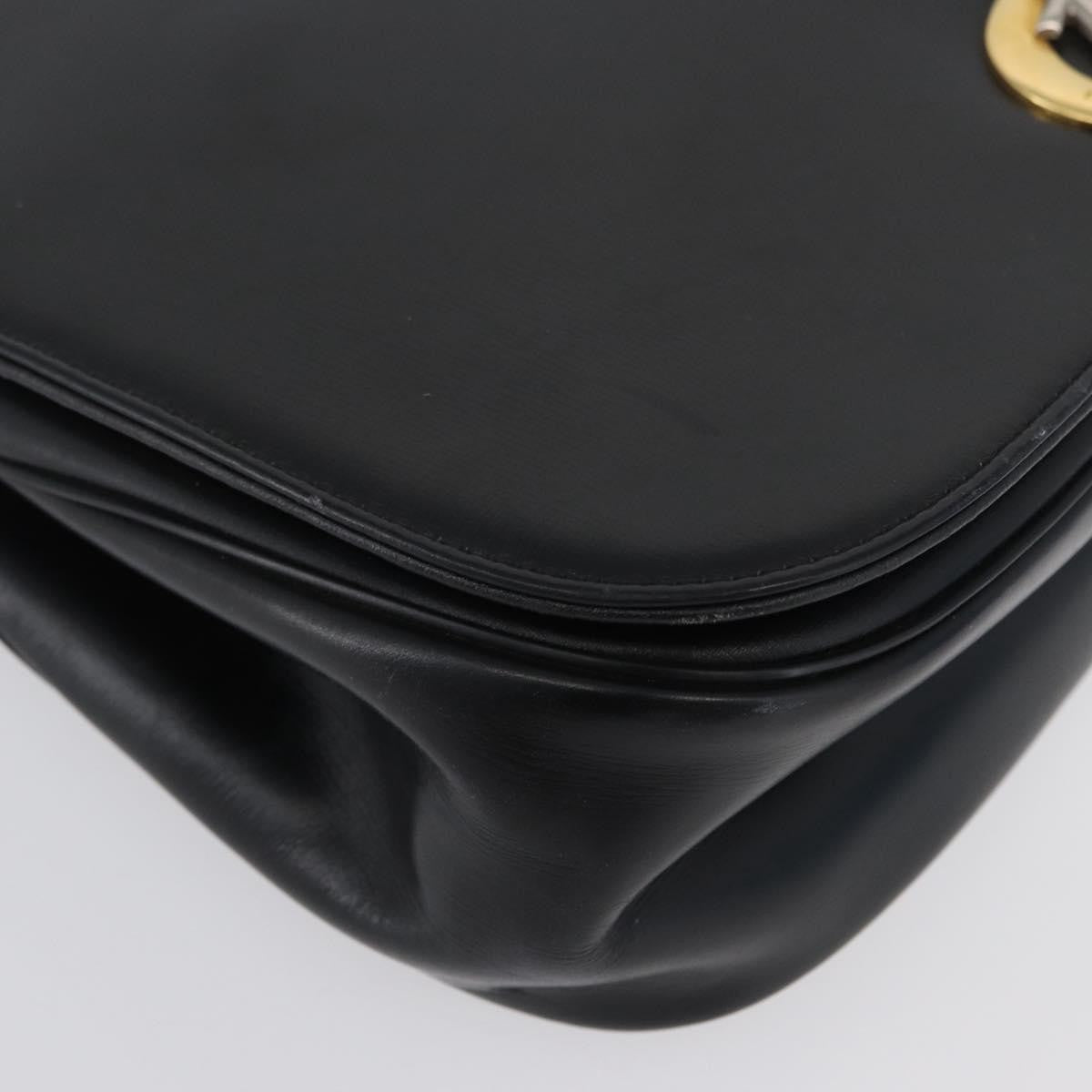 Christian Dior Vintage Cd Logo Leather Black Leather Shoulder Bag Bag (Pre-Owned)