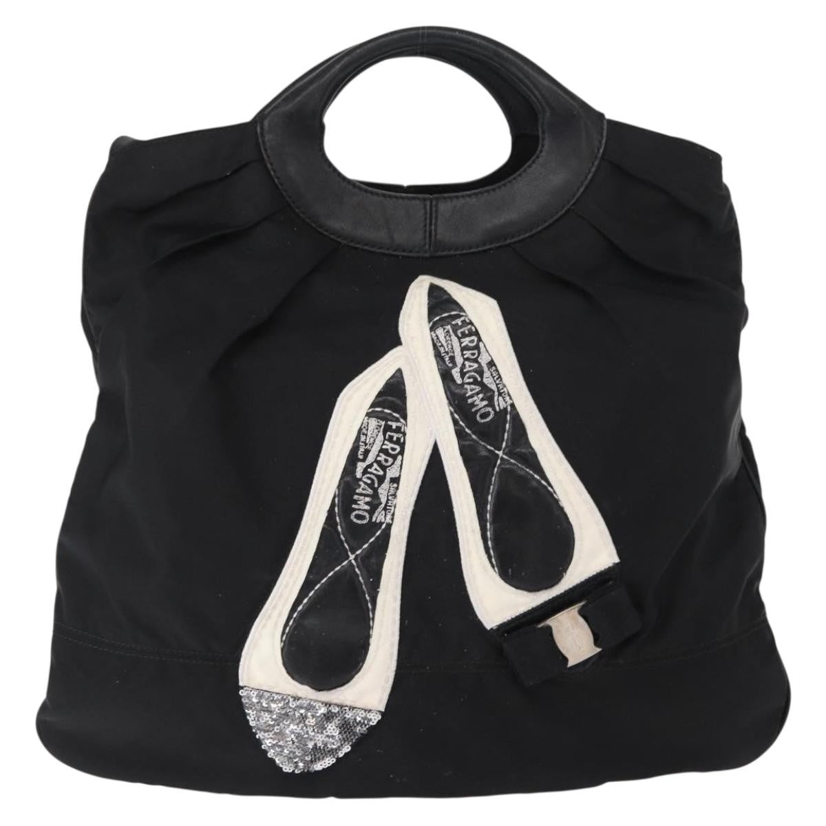 Salvatore Ferragamo Vala Tote Nylon Black Nylon Tote Bag Bag (Pre-Owned)