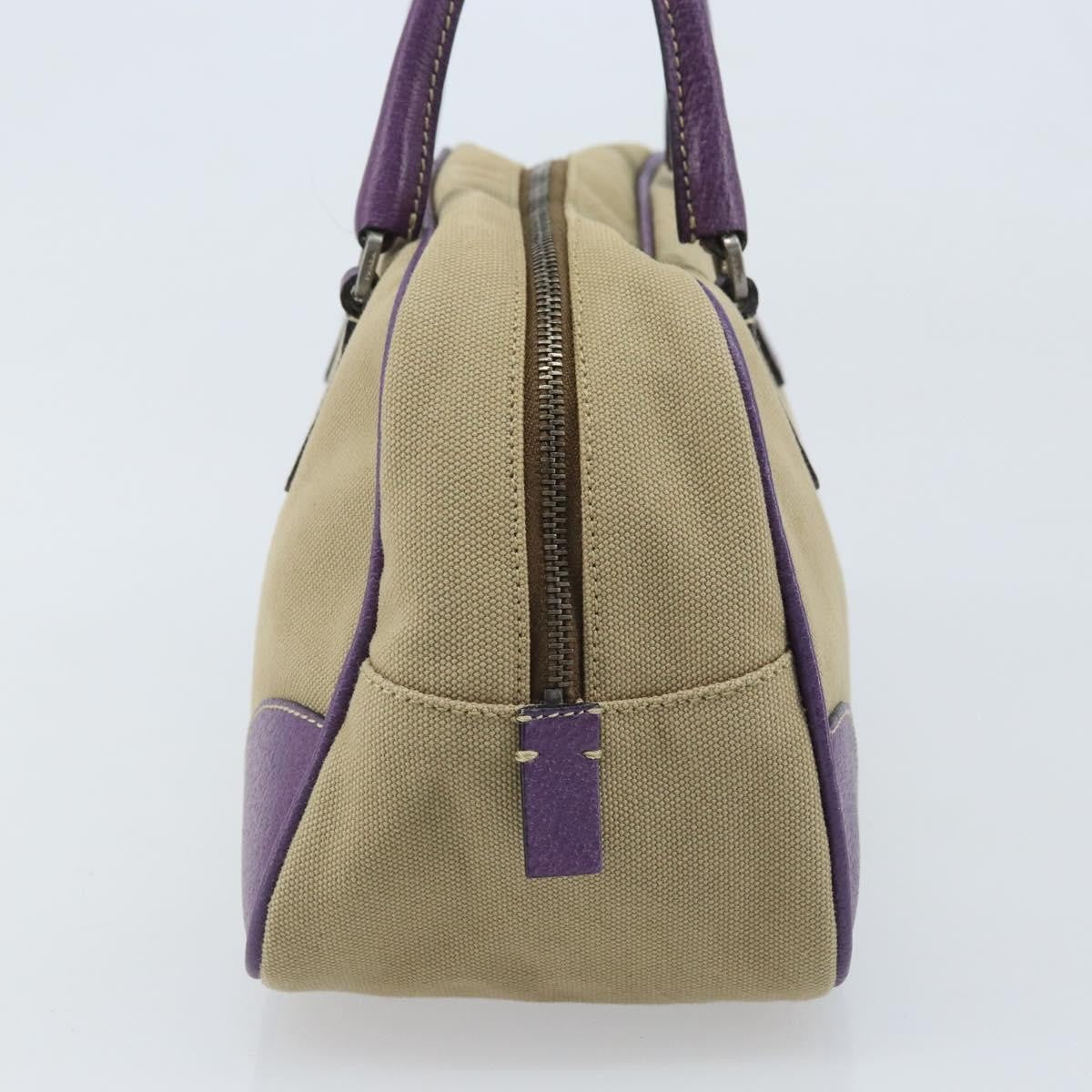 Prada Bowler Canvas With Leather Beige Canvas Shoulder Bag Bag (Pre-Owned)