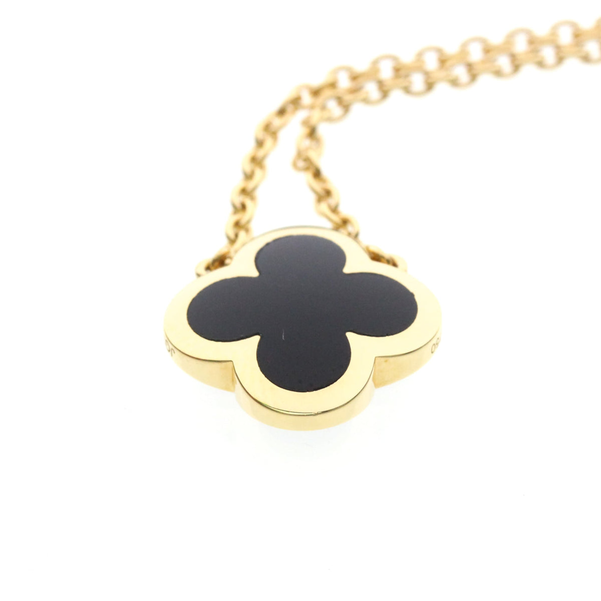 Van Cleef & Arpels Pure Alhambra Pendant 18K Yellow Gold And Onyx Gold Yellow_Gold Necklace Jewelry (Pre-Owned)