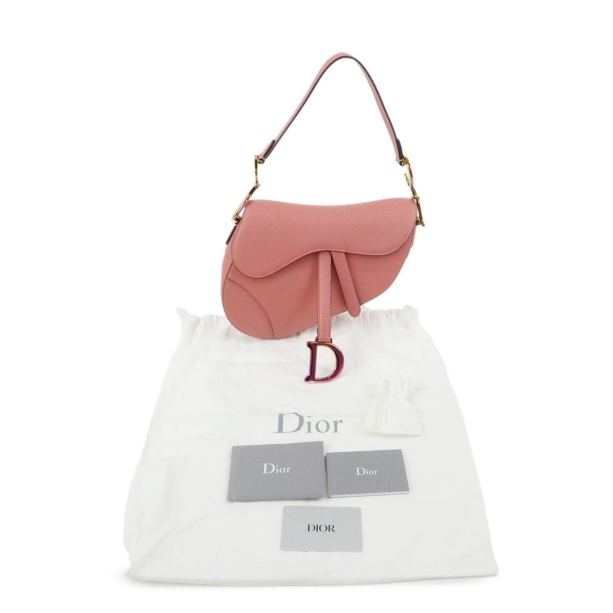 Christian Dior Saddle Embroidered Printed Leather Pink Leather Handbag (Pre-Owned)