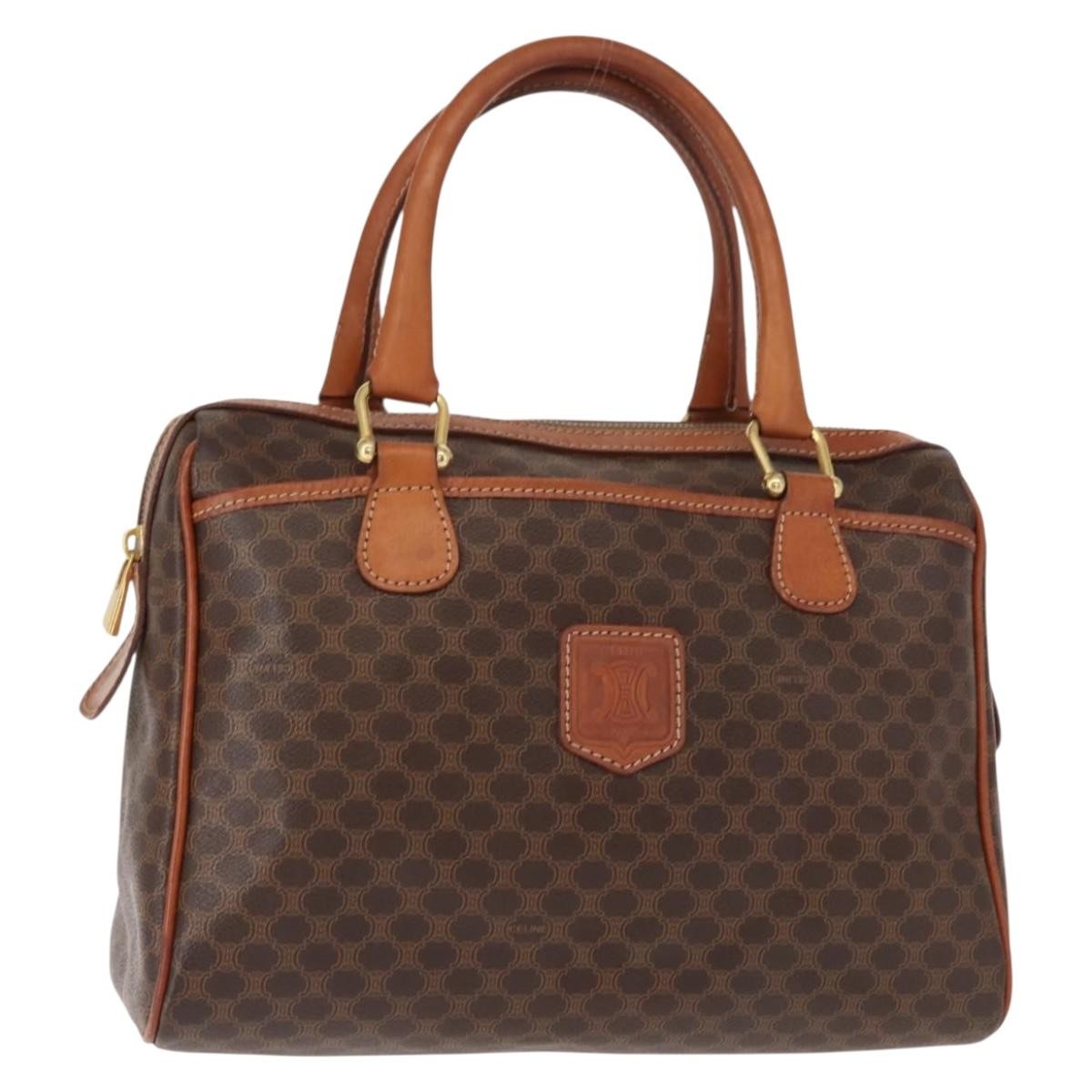 Celine Vintage Macadam Canvas And Leather Brown Canvas Handbag (Pre-Owned)