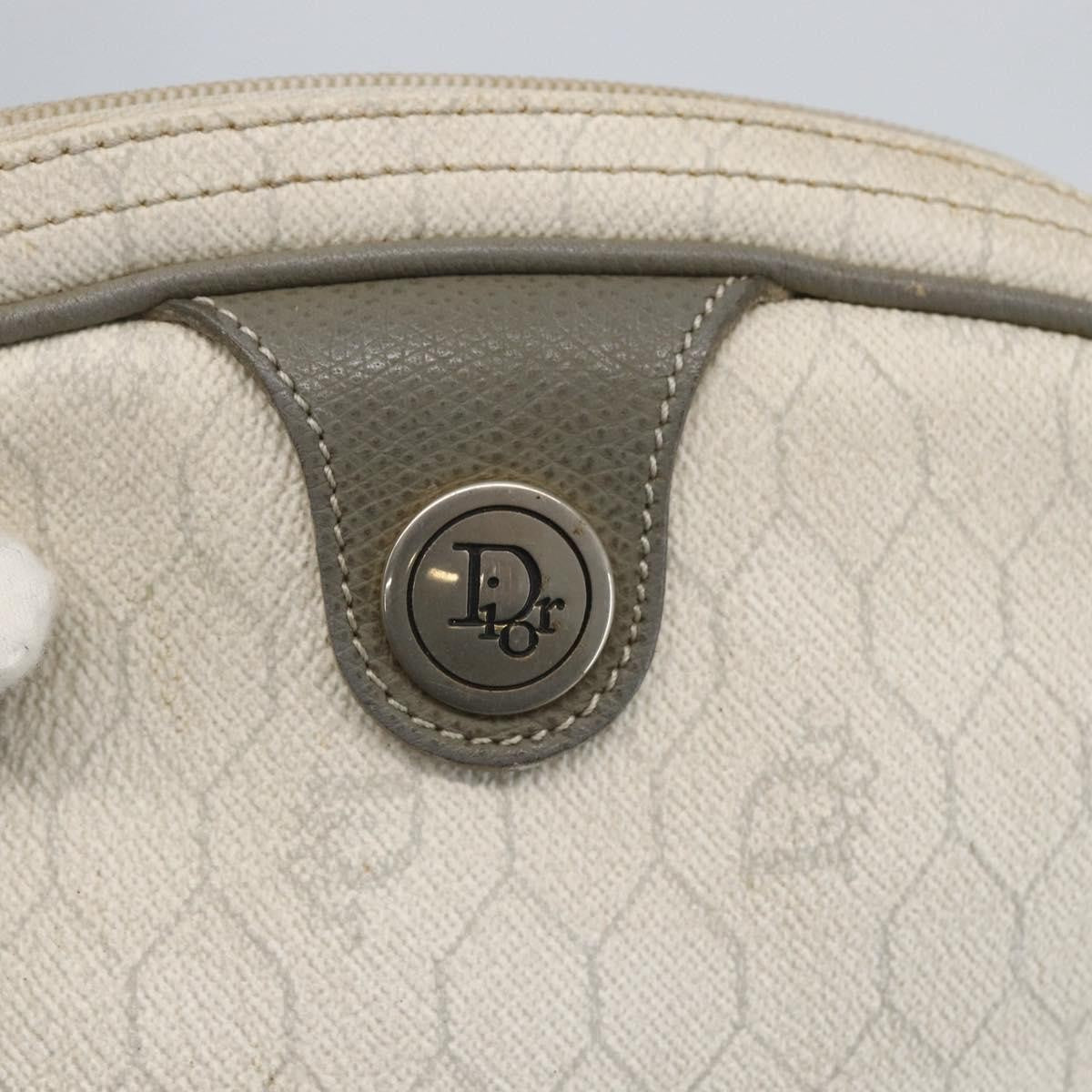 Christian Dior Vintage Honeycomb Canvas And Leather White Canvas Shoulder Bag Bag (Pre-Owned)