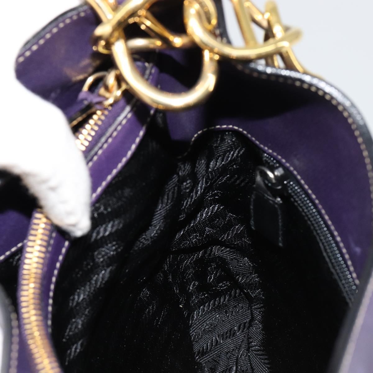 Prada Chain Leather Purple Leather Handbag (Pre-Owned)