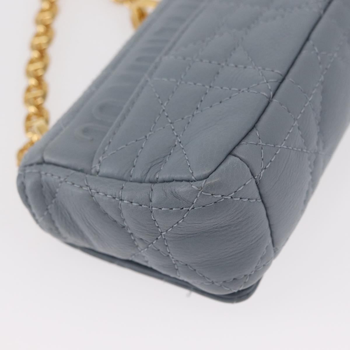 Christian Dior Caro Cannage Quilt Calfskin Blue Leather Shoulder Bag Bag (Pre-Owned)