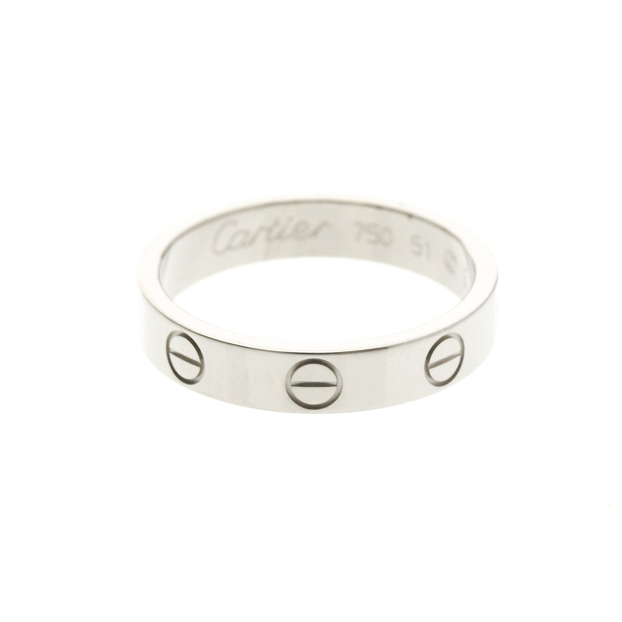 Cartier Love Band 18K White Gold Silver White_Gold Ring Jewelry (Pre-Owned)